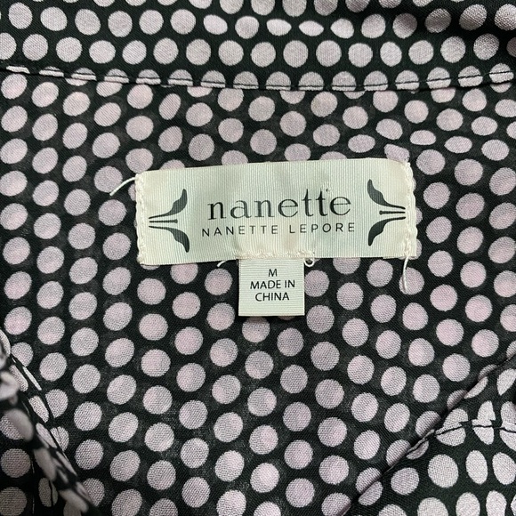 - Nanette Lepore Black Violet dots blouse size M - Picture 5 of 8